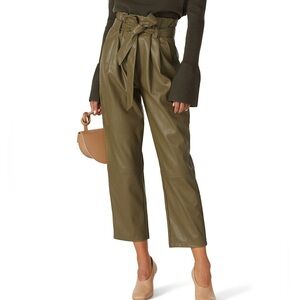 LOVE, WHIT by Whitney Port Olive Green Faux Leather Paper Bag Crop Pants